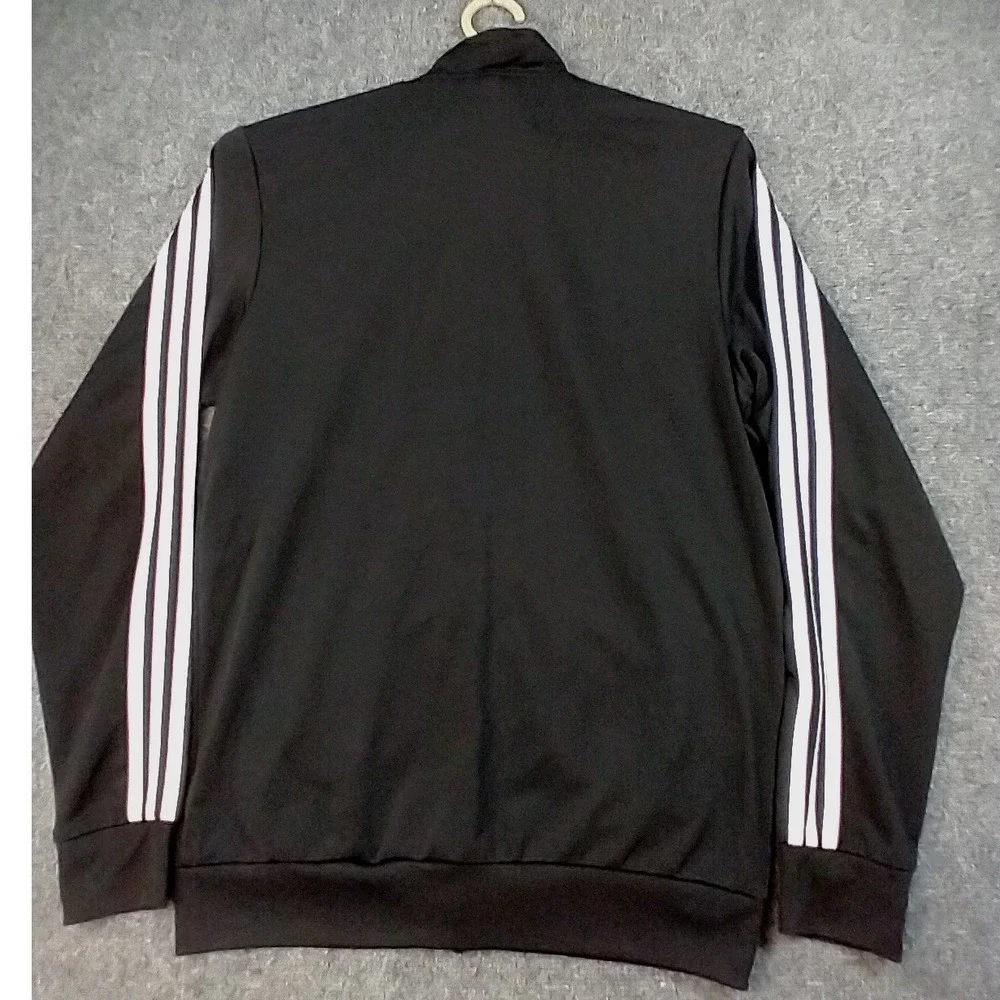Adidas Mens Track Jacket‎ Black White 3 Stripe Full Zip Sportswear Size Medium